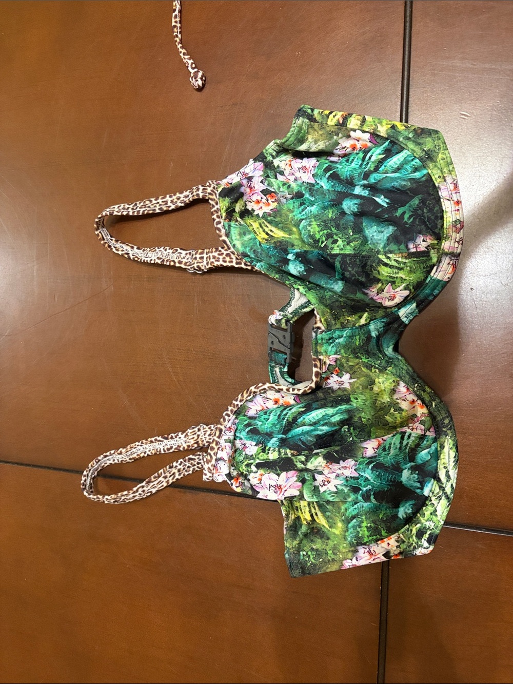 Freya Green Tropical Floral Bikini Set with Pink Accents 3 pieces - Picture 5 of 9